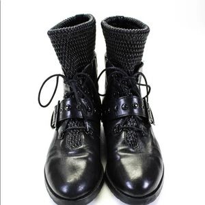 Stuart Weitzman Womens Almond Toe Lace Up Studded Boots Black